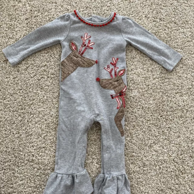 Baby Girl Mud pie Christmas Reindeer Romper Size 6-9 Months