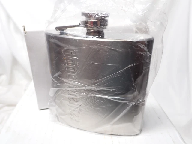 Jagermeister Flask 6oz Stainless Steel Embossed Logo Screw Top new in box