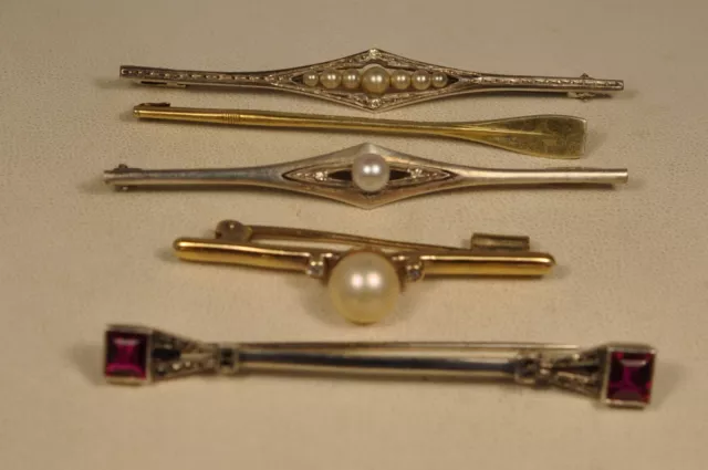 5 Broches Art Deco Ancien Argent Massif Silver Brooch