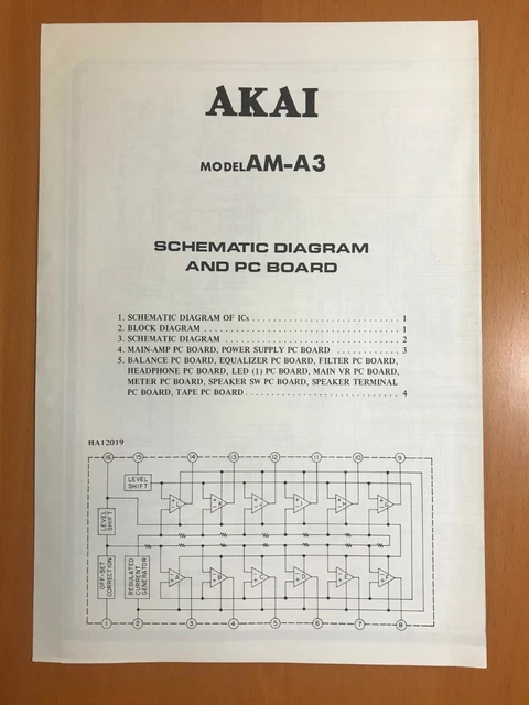 ORIGINAL SERVICE SCHEMATIC & Diagram Akai Am-A3 Stereo Amplifier D359 ...