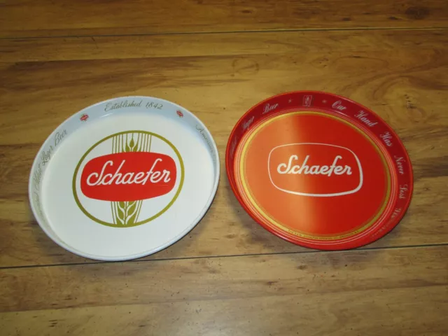 2 Vintage Schaefer, Americas oldest Lager Beer  12 inch beer trays, red & white