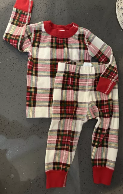 Hanna Andersson Size 85 2T Christmas Pajamas Fair Isle Red Plaid Toddler 2 Piece