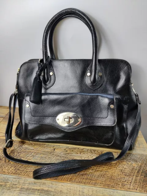WOMENS JASPER CONRAN Black Leather Doctor Style Handbag Work