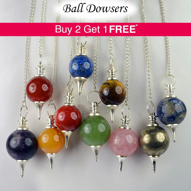 Natural Gemstone Crystal Pendulum Healing Dowsing Chakra Reiki Necklace Pendant