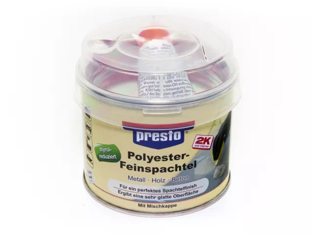 Presto 2K Polyester-Feinspachtel & Durcisseur Blanc 250g Métal Bois