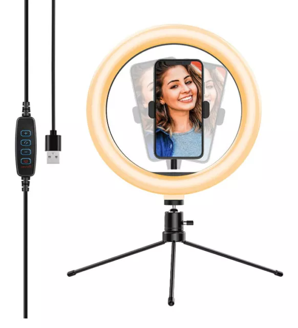 NEW! 10.2’’ Selfie Ring Light w/Tripod Stand & Phone Holder, Dimmable