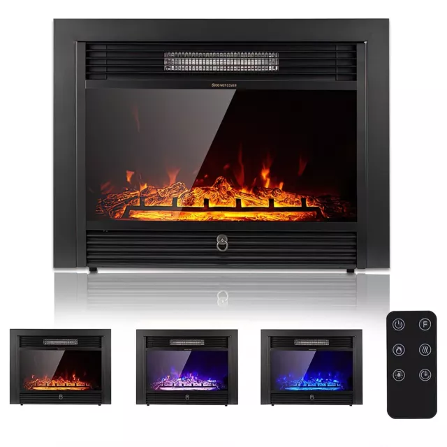 28.5''/72cm Insert/Wall Mount Electric Fireplace Heater w/LED Flames Log 3 Color