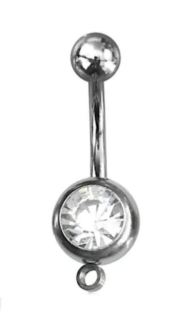 Piercing Nombril 316L Bague en Acier Inox Zircon Pierre