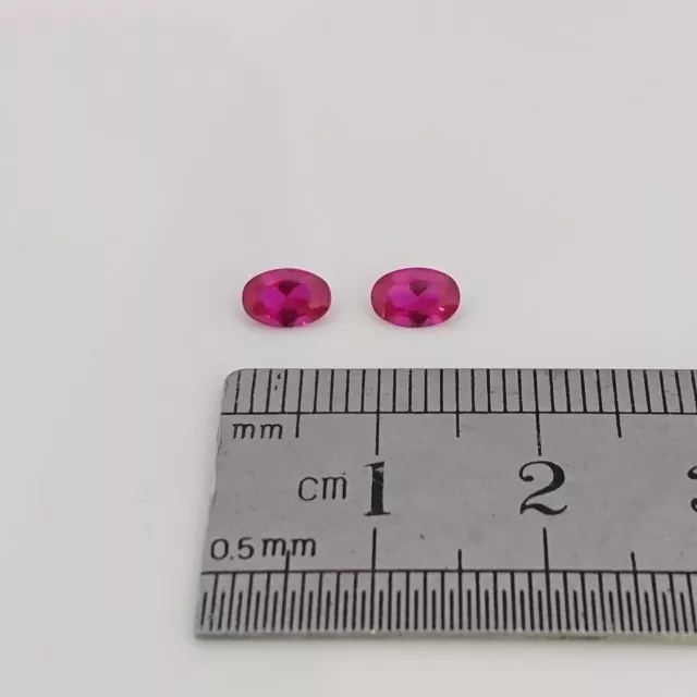 SYNTHETIC RUBIES x2 Oval Cut 6mm x 4mm Loose Pink Ruby Gemstones July Birthstone