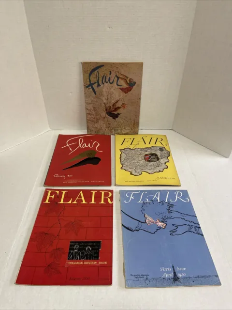 Lot of 5 Vintage Flair Magazines February, March, April, August, December 1950