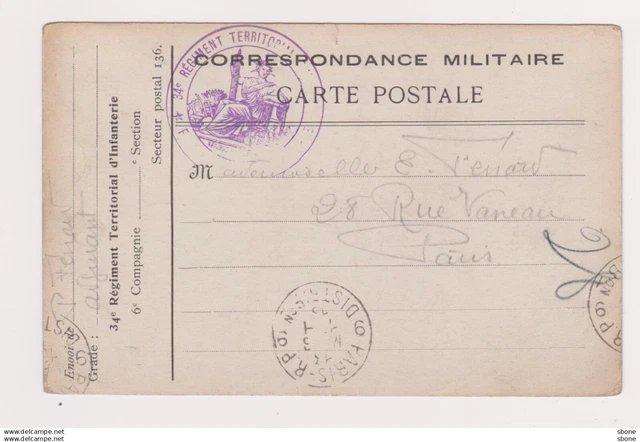 Correo militar - CARTE AUX DRAPEAUX EN FRANCHISE MILITAIRE - CACHET A