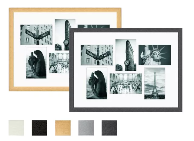 Collage Holz Bilderrahmen Galerie mit Passepartout für 6 Bilder  10x15 13x18