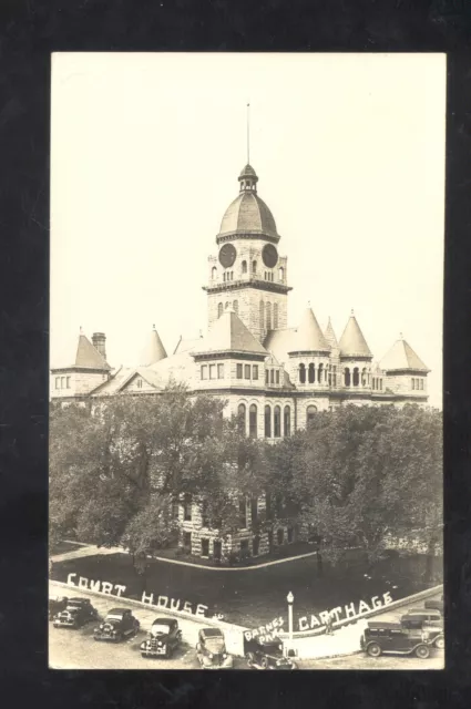 Rppc Carthage Missouri Downtown County Court House Cars Real Photo Postcard