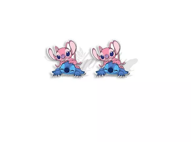 Disney's Stitch And His Girlfriend Angel On Top Of Each Other Lovely Earrings !