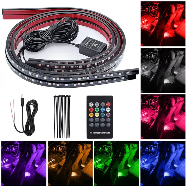 4x RGB LED Underbody Strip Neon Light Car Tube Glow System Music Underglow Kit