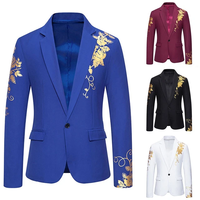 Veste Homme Style Steampunk Victorien à Col Mao - Imprimé Floral, Taille Regular