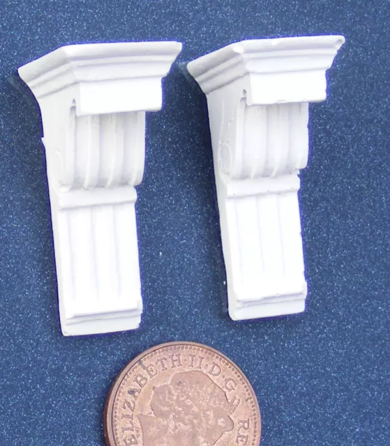 2 Plaster Wall Corbels 3.5cm x 1cm Tumdee 1:12 Scale Dolls House Miniature 561