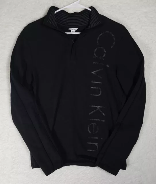 CALVIN KLEIN MENS Size Small S Sweater Pullover 1/4 Zip Logo Mock Neck ...