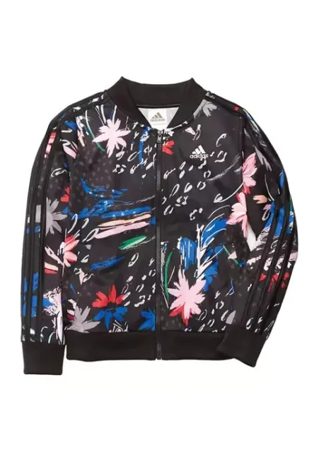ADIDAS NEW $45 Zip Front Floral Bomber Jacket Girls M (10/12)