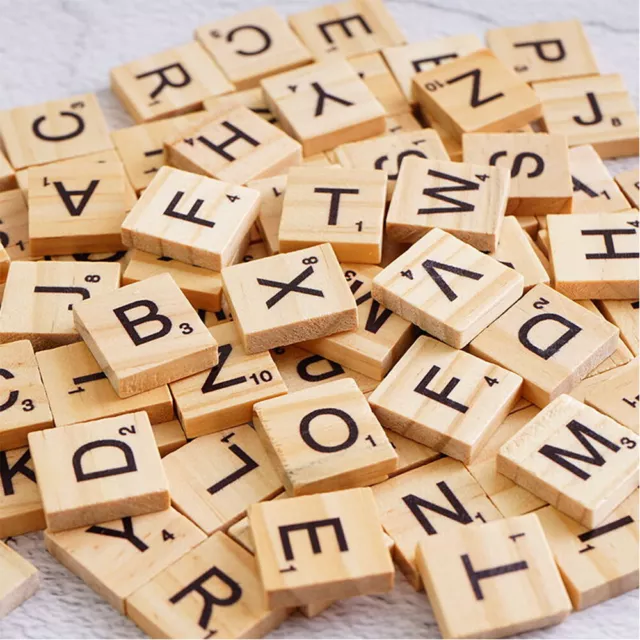 Wooden Alphabet Scrabble Tile Number Scrapbooking Handcraft Letter set Complete 2