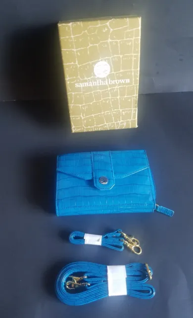 Samantha Brown Convertible PVC Croc 3 Way Wallet/Wristlet/ Crossbody W/ Box