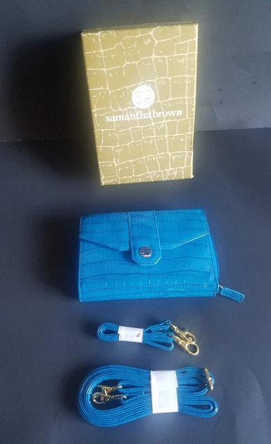 Samantha Brown Convertible PVC Croc 3 Way Wallet/Wristlet/ Crossbody W/ Box