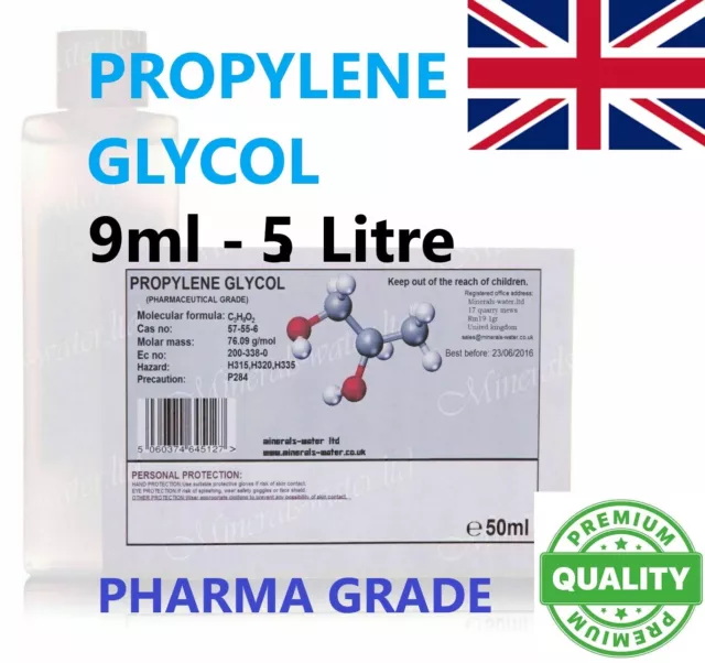 Mono Propylene Glycol MPG USP/EP 99% PHARMA GRADE 9ml-5L DIY VAPE MIX FREE P&P