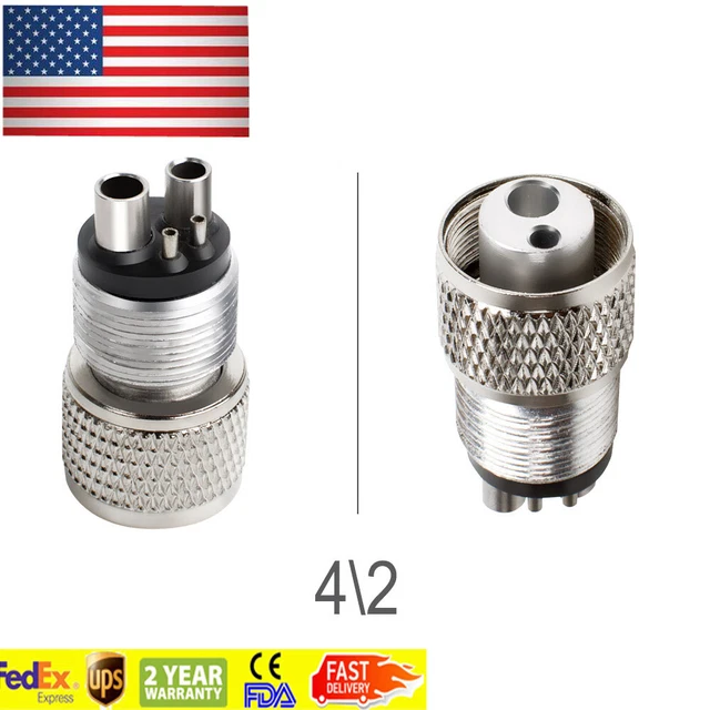 Dental High Speed Handpiece Tubing Adapter Changer 4 Holes to 2 Hole Denshine US