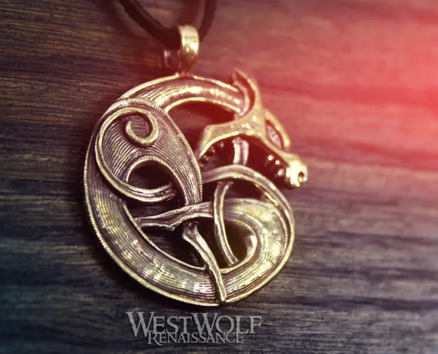 Viking Fenrir Wolf Knot Pendant --- Norse/Celtic/Medieval/Bronze/Amulet/Skyrim 2