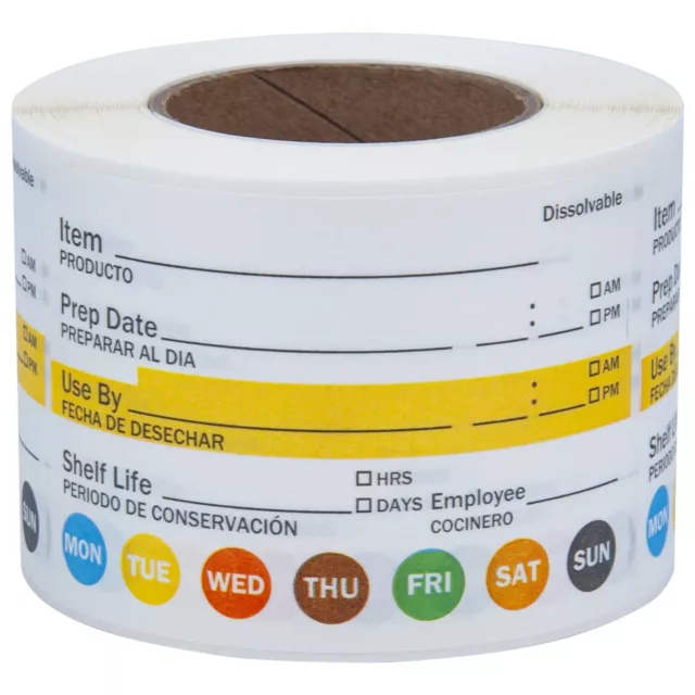 Dissolvable Label Shelf Life for Food Rotation Use by Stickers 2 x 3 Inch Rol...