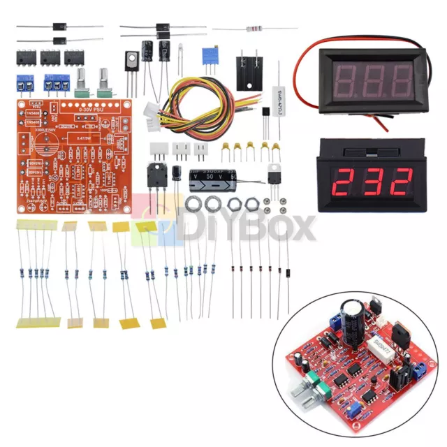 Voltmeter & Stabilized Adjustable DC Regulated Power Supply DIY Kit 0-30V 2mA-3A