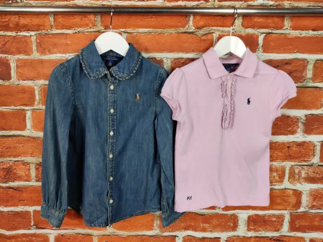 Girls Bundle Age 5-6 Years 100% Ralph Lauren Denim Shirt Polo Top T-Shirt 116Cm