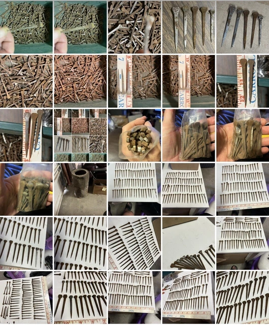 Lot 140+ Rusty OLD NAILS Horseshoe 1800’s Unique ￼coffin head Craft Jewelry Used