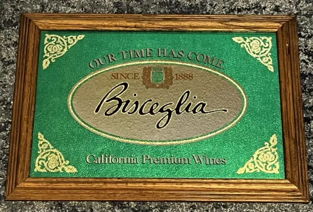 Bisceglia Wine Mirror Bar Sign - California Premium Wines - Wood Frame