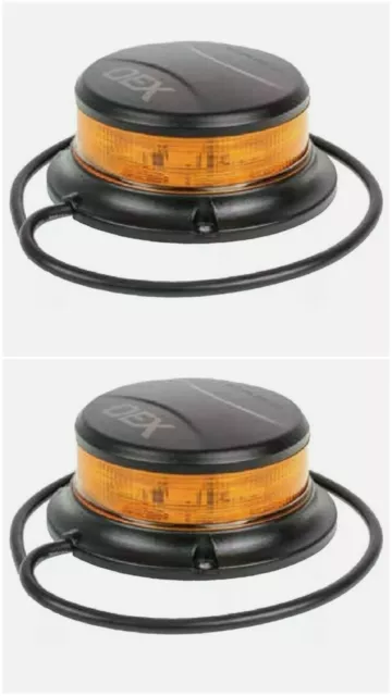 2 x LED Amber Beacon Class 1 Multivolt Low Profile Permanent Mount Bonus Switch