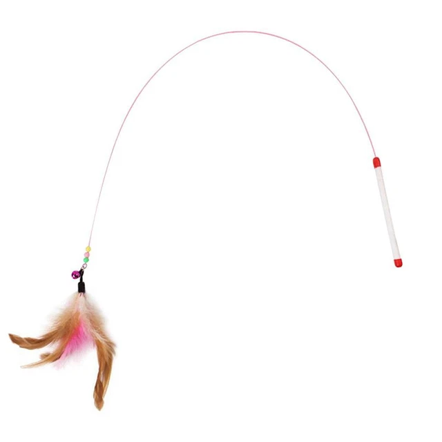 Pet Cat Feather Bell Rod Kitten Teaser Stick Interactive Funny Playing Toys FS2#