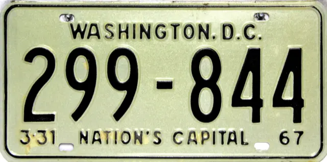 Washington Dc Plaque D'Immatriculation USA License Plate 299-844 Originalbild