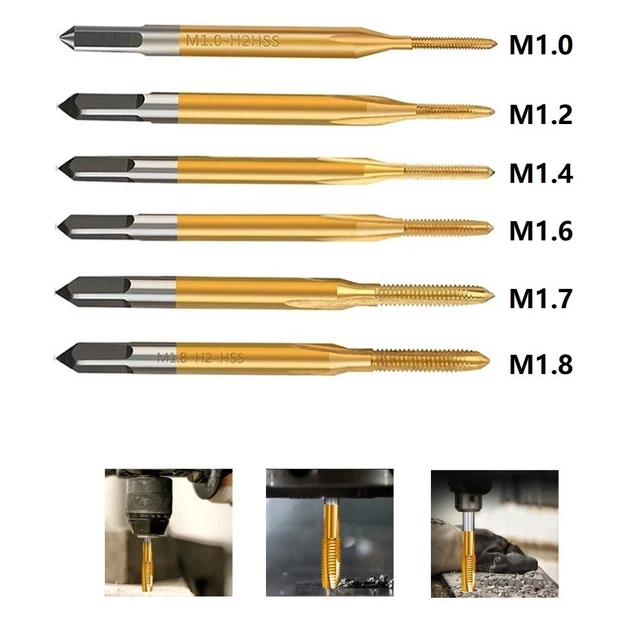 Carico pesante HSS vite rivestita in titanio trapano filettato bit set M1 M1 8 dritto fl