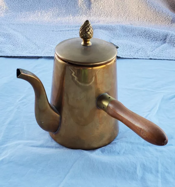 Vintage English Brass Tea Kettle Coffee Pot 1960s