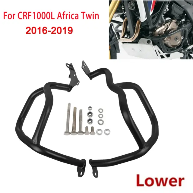 Black Lower Engine Guard Crash Bars For Honda Africa Twin CRF1000L 2016-2019
