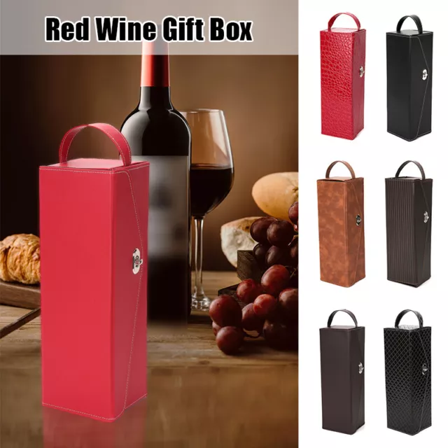 Foldable PU Leather Box Foldable Red Wine Bottle Storage Case for Gifts Packing