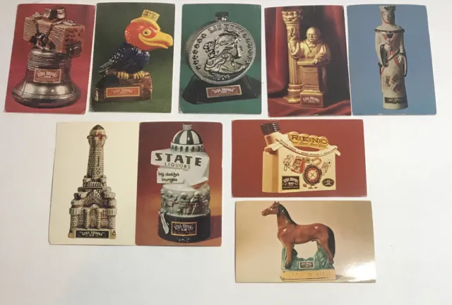 9 Ezra Brooks Bottle Postcard Lot Advertisement Whiskey Decanter promotion Cards