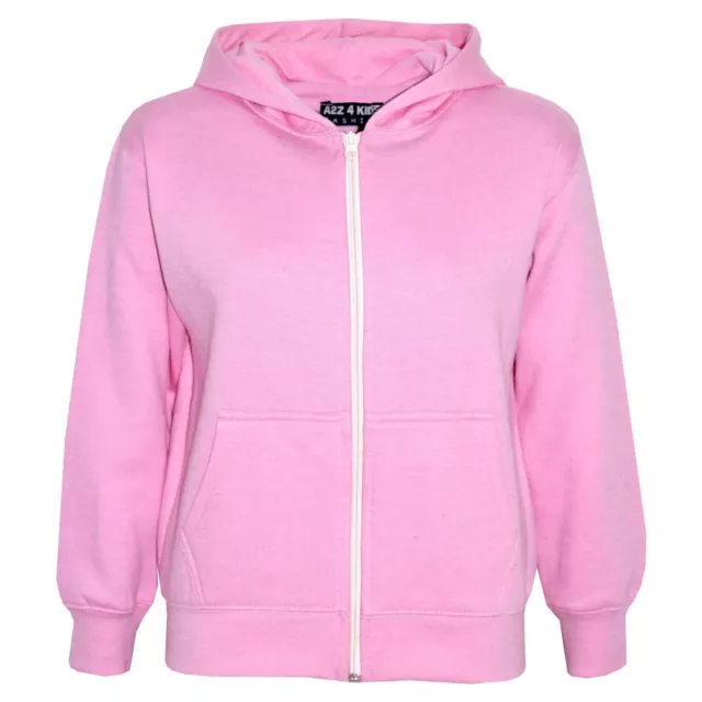 Felpa con cappuccio unisex pile semplice bambino rosa stile cerniera età 2-13 anni
