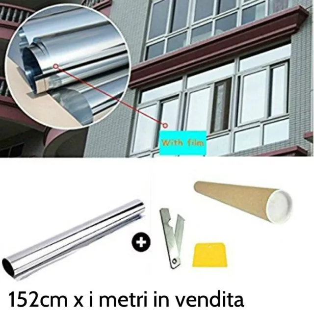 Película Silver Adhesivo Control Solare Espejo Ventanas Cortador/Espátula 152cm