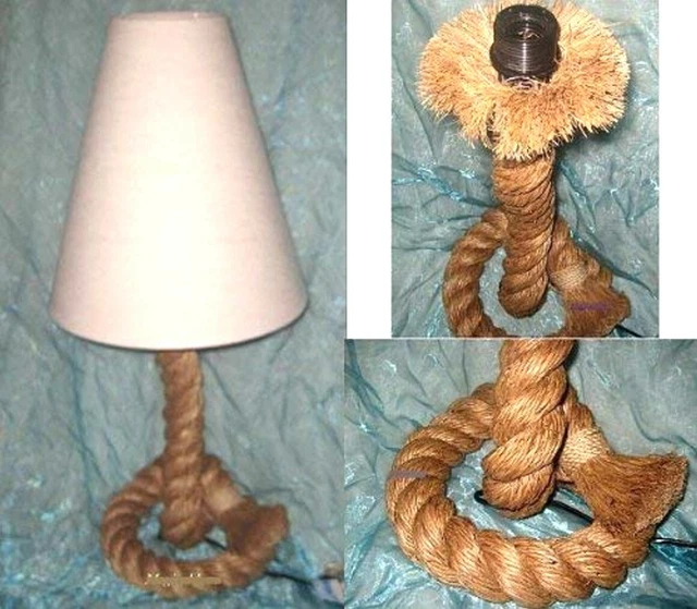 Maritime Tischlampe mit Schirm- H 70 cm, gedrehter Hanf