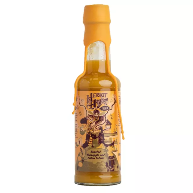 Hot Yelllow Pepper Sauce Heriot Hott Sweet Spicy Fatalii Pineapple Vegan 150ml