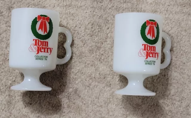Tom & Jerry Drinks Footed Mug Milk Glass 1979 Collector Series Cup Christmas