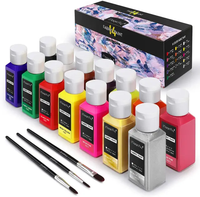 Permanent Soft Fabric Paint Set for Clothes, Set of 14(60Ml Each) Text