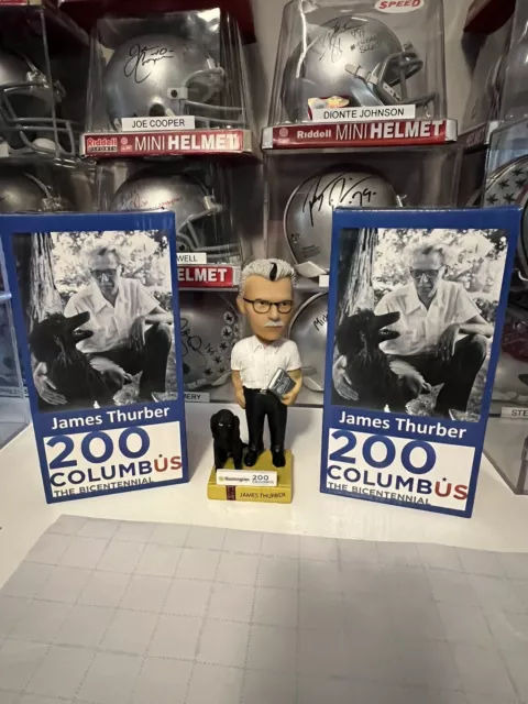 TWO James Thurber Bobblehead Columbus Bicentennial Huntington Park Humorist NIB