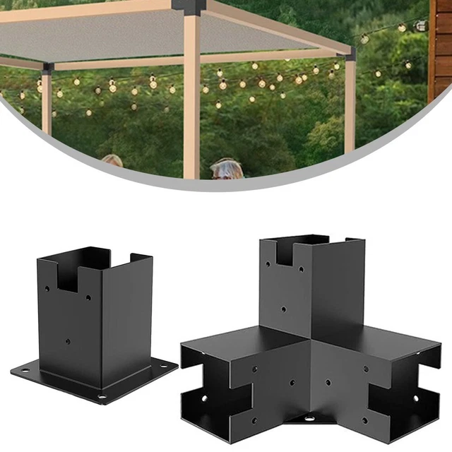 Heavy Duty Bolt Down Post Support Black Pergola Bracket Post Anchor Base Holder - Foto 2